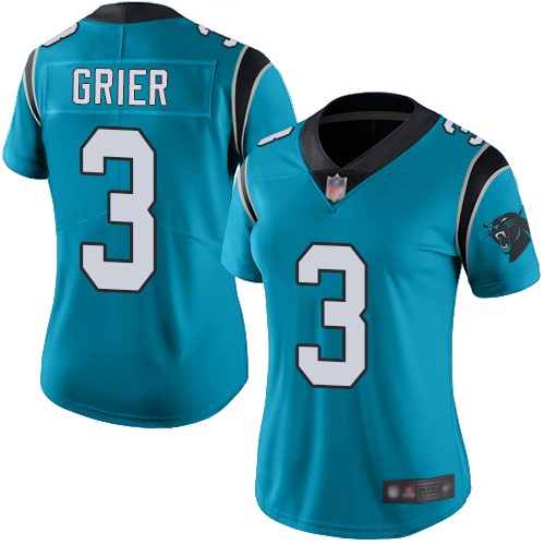 Carolina Panthers Limited Blue Women Will Grier Jersey NFL Football #3 Rush Vapor Untouchable->youth nfl jersey->Youth Jersey